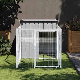 Hondenhok met ren lichtgrijs 110x201x110 cm gegalvaniseerd staal 1