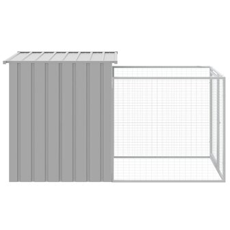 Hondenhok met ren lichtgrijs 110x201x110 cm gegalvaniseerd staal 4