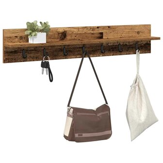 Wandgemonteerde kapstok Oudhout 100 x 10,5 x 18 cm Bewerkt hout 3