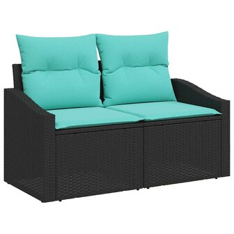 Bankstel met kussen 4 pcs Zwart poly rattan 4