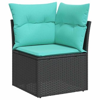Bankstel met kussen 4 pcs Zwart poly rattan 6