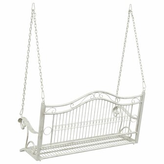 Schommelbank Staal 115 x 61 x 63 cm Antiek wit 5