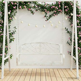 Schommelbank Staal 110,5 x 59 x 55 cm Antiek wit 1