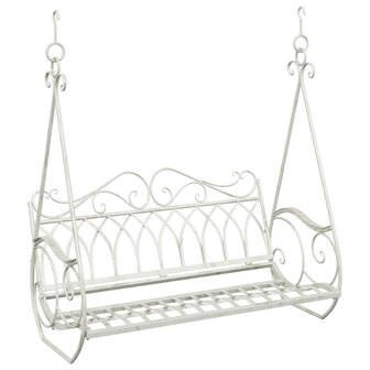 Schommelbank Staal 112 x 60 x 126,5 cm Antiek wit 2