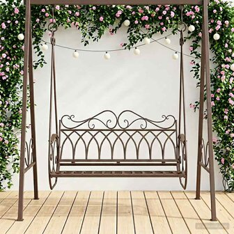Schommelbank Staal 112 x 60 x 126,5 cm Antiek Bruin 1