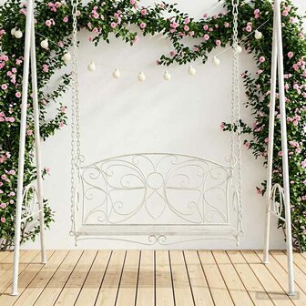 Schommelbank Staal 105,5 x 61 x 56 cm Antiek wit 1