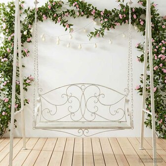 Schommelbank Staal 110 x 52,5 x 47 cm Antiek wit 1