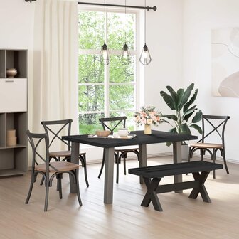 Eetbank NOAIN 120 x 41 x 45 cm Massief grenenhout Zwart 1