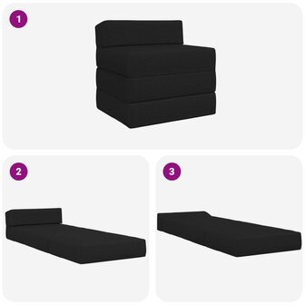 Vouwbare Bankbed Zwart 200 x 70 x 10 cm Stof 8