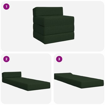 Vouwbare Bankbed Donkergroen 200 x 70 x 10 cm Stof 8