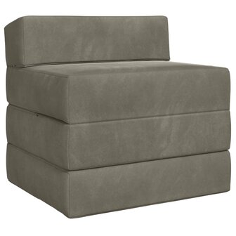 Vouwbare Bankbed Lichtgrijs 200 x 70 x 10 cm Fluweel 2
