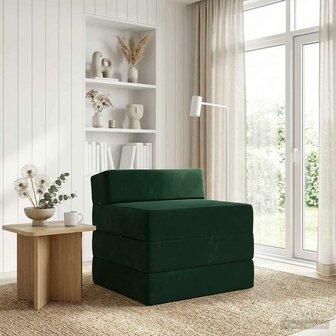 Vouwbare Bankbed Donkergroen 200 x 70 x 10 cm Fluweel 1