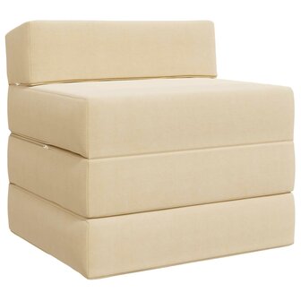 Vouwbare Bankbed Cr&egrave;mekleurig 200 x 70 x 10 cm Katoen Stof 2