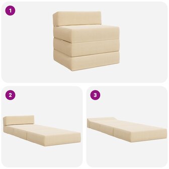 Vouwbare Bankbed Cr&egrave;mekleurig 200 x 70 x 10 cm Katoen Stof 8