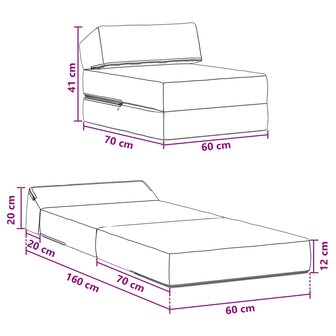 Vouwbare Bankbed Cr&egrave;mekleurig 60 x 70 x 41 cm Stof 11