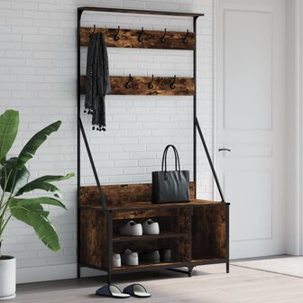 Kledingrek met schoenenrek 100x41x184 cm gerookt eikenkleurig 1