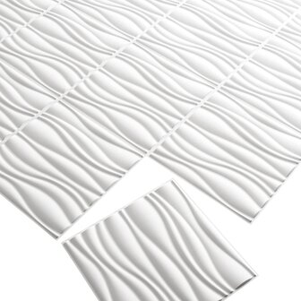 Wandpanelen 12 pcs Wit 50 x 50 cm Gevormde Natuurlijke Plantenvezel 3