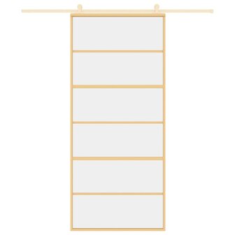 Schuifdeur 90x205 cm helder ESG-glas en aluminium goudkleurig 8