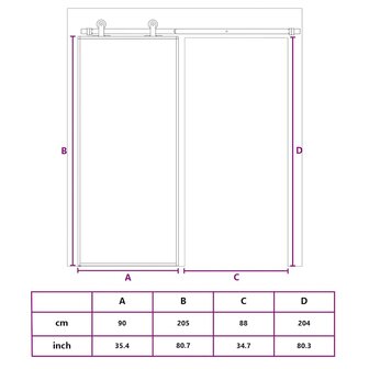 Schuifdeur 90x205 cm helder ESG-glas en aluminium goudkleurig 10