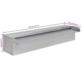 Zwembadwaterval rechthoekig 45 cm roestvrij staal 6