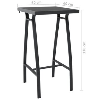 Tuinbartafel 60x60x110 cm gehard glas zwart 5