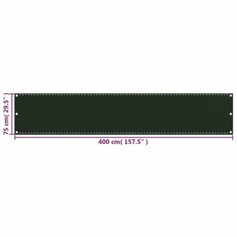 Balkonscherm 75x400 cm HDPE donkergroen 5