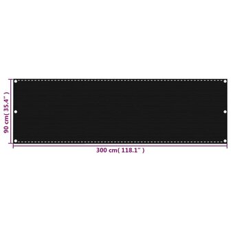 Balkonscherm 90x300 cm HDPE zwart 5