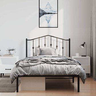 Bedframe met hoofdbord metaal zwart 100x190 cm 3