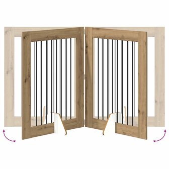 Hondenhekje met standaards 2 pcs Artisanaal eiken 80 x 100 cm 8