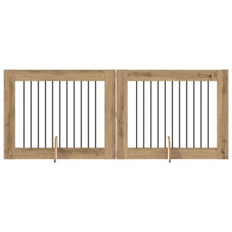 Hondenhekje met standaards 2 pcs Artisanaal eiken 100 x 80 cm 2