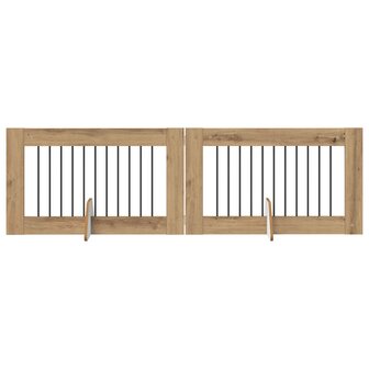 Hondenhekje met standaards 2 pcs Artisanaal eiken 100 x 60 cm 2