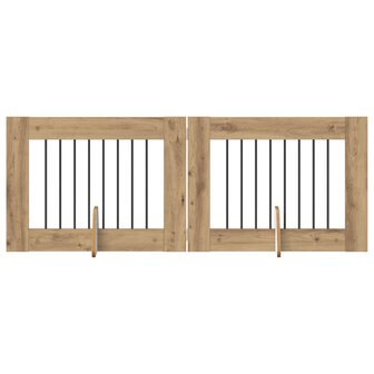 Hondenhekje met standaards 2 pcs Artisanaal eiken 80 x 60 cm 2