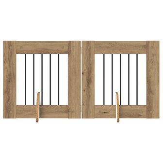 Hondenhekje met standaards 2 pcs Artisanaal eiken 60 x 60 cm 2
