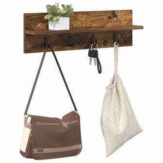 Wandgemonteerde kapstok Gerookt eiken 60 x 10,5 x 18 cm 3