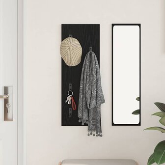Wandgemonteerde kapstok met opslag Zwart Eiken 30 x 1,5 x 80 cm 4