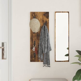 Wandgemonteerde kapstok Gerookt eiken 30 x 1,5 x 80 cm 4