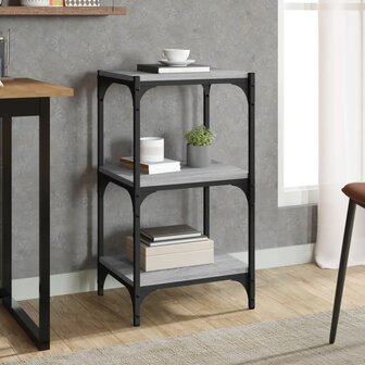 Boekenkast 40x33x70,5 cm hout en staal grijs sonoma eikenkleur 1