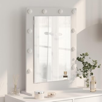 Make-up spiegel Wit 70 x 50 x 18 cm Glas en Hout met Kunststof 1