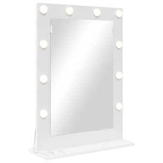 Make-up spiegel Wit 70 x 50 x 18 cm Glas en Hout met Kunststof 2