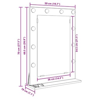 Make-up spiegel Wit 70 x 50 x 18 cm Glas en Hout met Kunststof 11