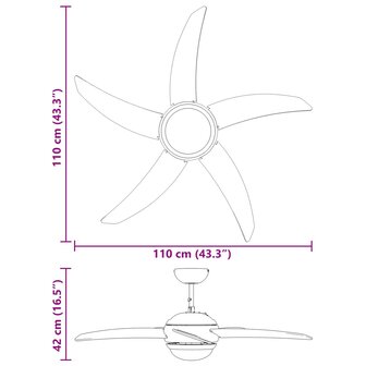 Plafondventilator met licht en afstandsbediening &Oslash; 110 cm 12