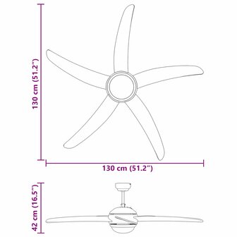 Plafondventilator met licht en afstandsbediening &Oslash; 130 cm Zwart 12