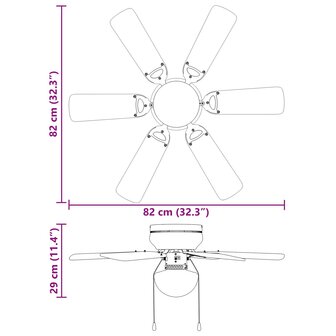 Plafondventilator met licht &Oslash; 82 cm Zwart 9