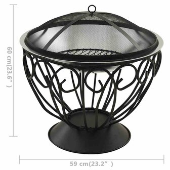 Vuurschaal en barbecue 2-in-1 met pook 59x59x60 cm rvs 9