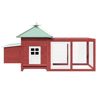 Kippenhok met nestkast 190x72x102 massief vurenhout rood 4