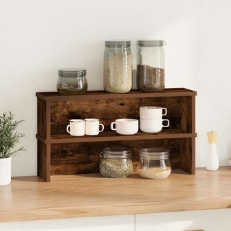 Keukenrekken stapelbaar 2 st 60x15x16 cm gerookt eikenkleurig 2