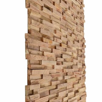 Wandpanelen 10 st 3D 1,08 m&sup2; massief teakhout 3