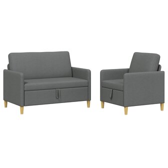 Bankenset met opbergruimte 2 pcs Donkergrijs Polyester 2