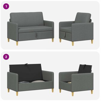Bankenset met opbergruimte 2 pcs Donkergrijs Polyester 7