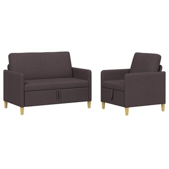 Bankenset met opbergruimte 2 pcs Donkerbruin Polyester 2